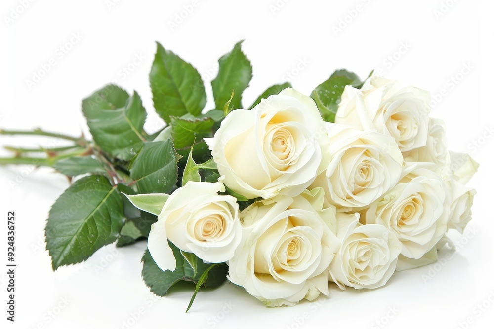 Obraz premium White roses on white background isolated