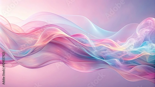 Wallpaper Mural Abstract waves of iridescent light in soft pink shades, resembling smoke or fabric flying in the wind, iridescent, light, pink Torontodigital.ca