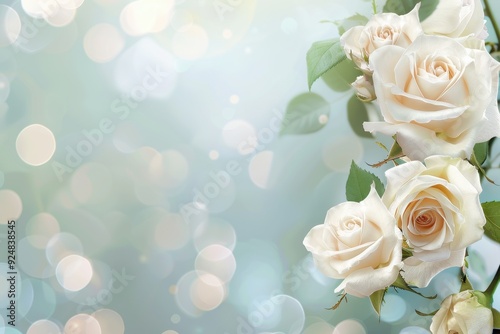Abstract elegant white roses with blurred space
