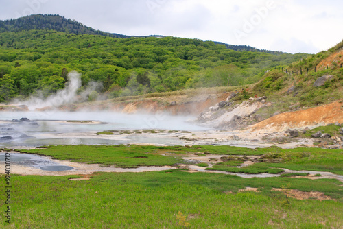 Scenic Oyunuma Pond Hot Spring in Goshogake Nature Path, Akita Japan