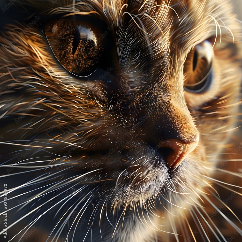 Realistic close-up portrait of a cat with detailed fur and sharp eyes Realistic close-up portrait of a cat with detailed fur and sharp eyes