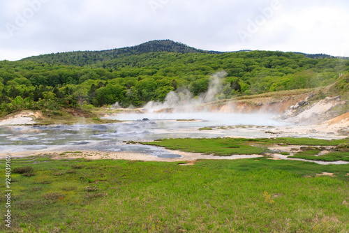 Scenic Oyunuma Pond Hot Spring in Goshogake Nature Path, Akita Japan