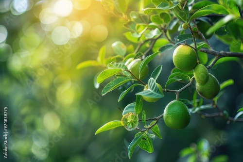 Bael plant with blurred green background rich in vitamins and good for stomach issues photo