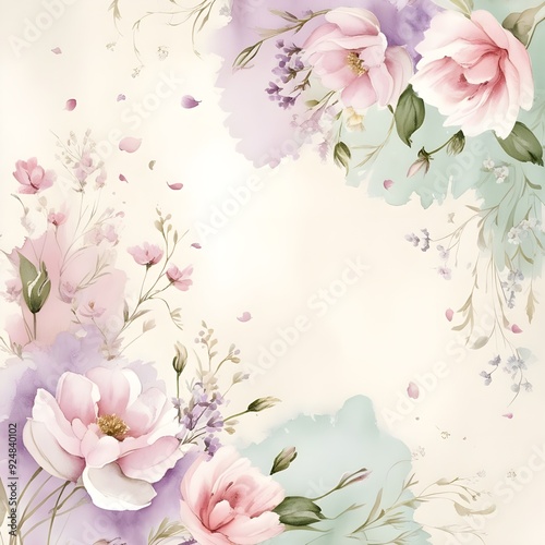 Elegant Floral Watercolor Background, created with generative AI technology
