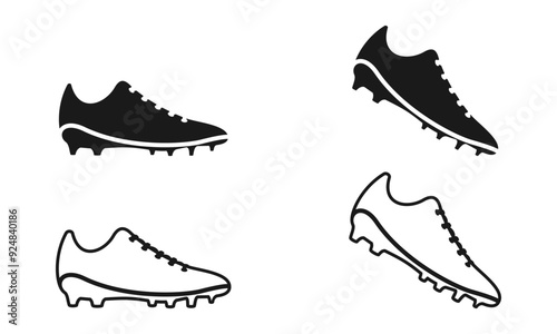 football shoes or soccer shoes icon set vector illustration isolated on white background.