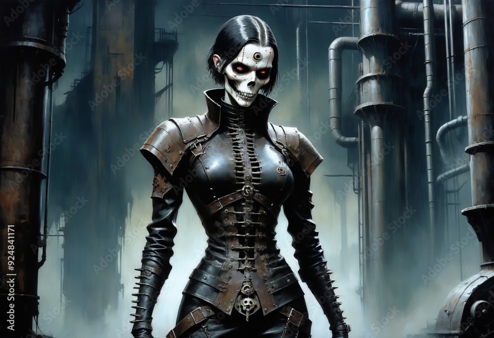 A digitally rendered dieselpunk necromancer, A digitally rendered dieselpunk necromancer,
