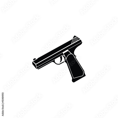 Desert eagle pistol icon, self defense weapon, concept simple black vector illustration, isolated on white. Shooting powerful firearms revolver, gunshot instrument.