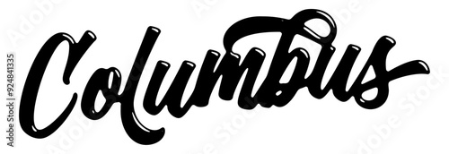Columbus city name written in street art-style liquid brush script lettering