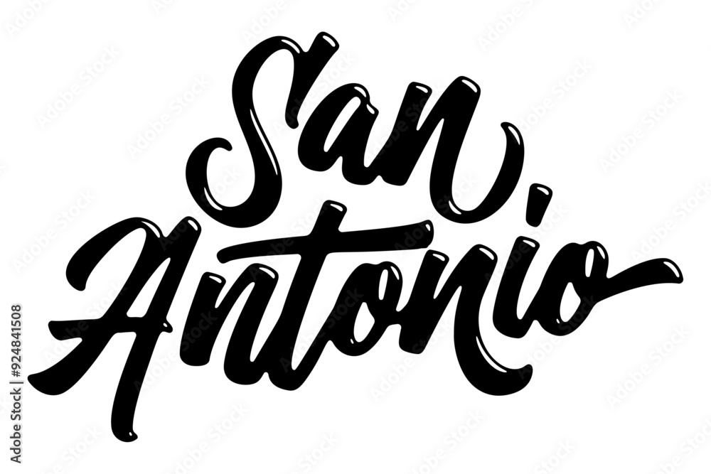 Naklejka premium San Antonio city name written in street art-style liquid brush script lettering