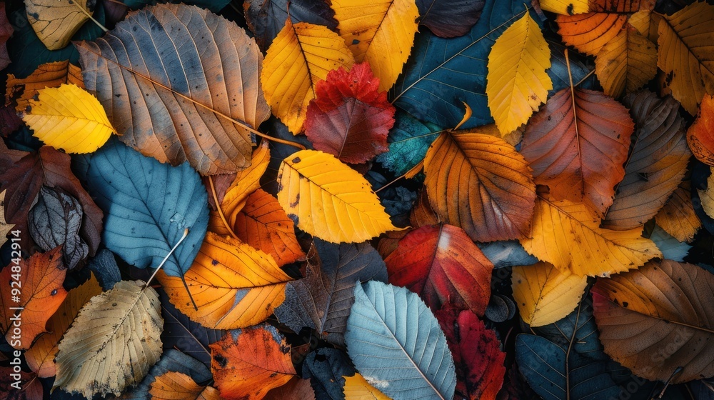Colorful autumn leaves on the ground in cool weather Colorful autumn leaves on the ground in cool weather
