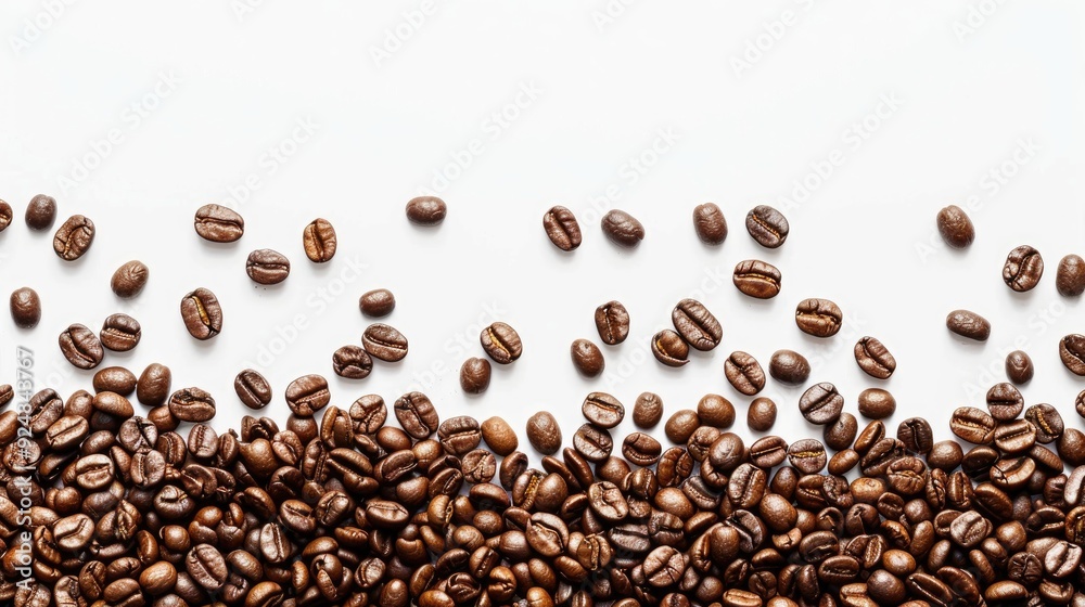 Obraz premium Coffee beans on white background with copy space