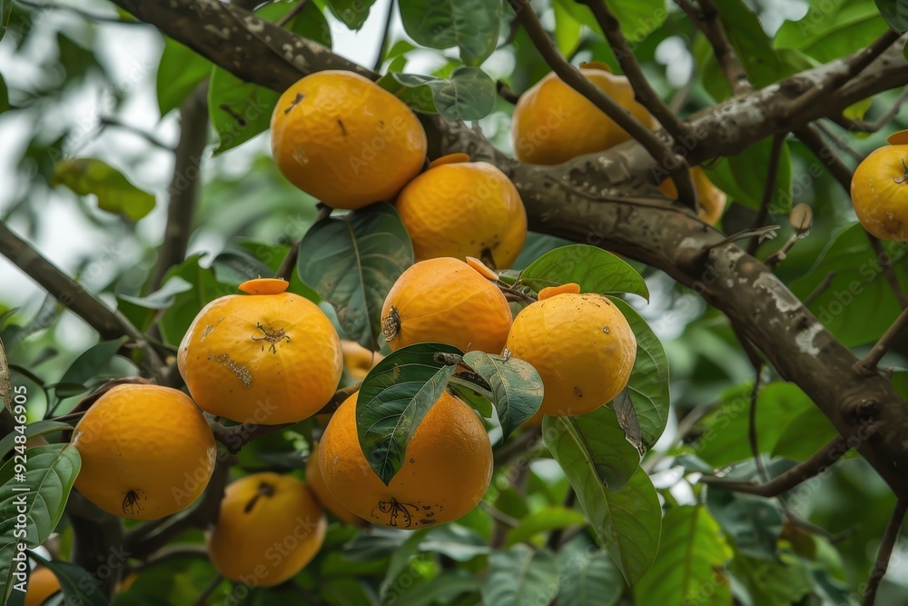 View from below of hanging Bael fruit Aegle marmelos View from below of hanging Bael fruit Aegle marmelos
