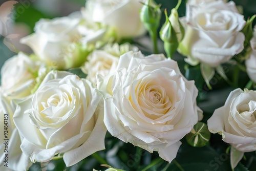 White roses for weddings and holidays Valentine s Day decor photo