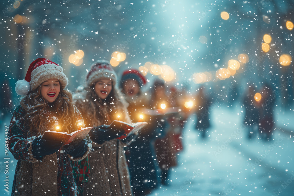 Christmas Carolers Singing in the Snow Christmas Carolers Singing in the Snow