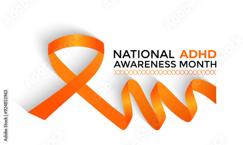 National ADHD Awareness Month is observed every October. This month-long event raises awareness of Attention Deficit Hyperactivity Disorder. Vector illustration.