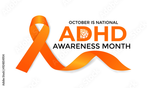 National ADHD Awareness Month is observed every October. This month-long event raises awareness of Attention Deficit Hyperactivity Disorder. Vector illustration.