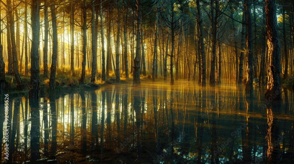 Obraz premium Light Reflected by Pines