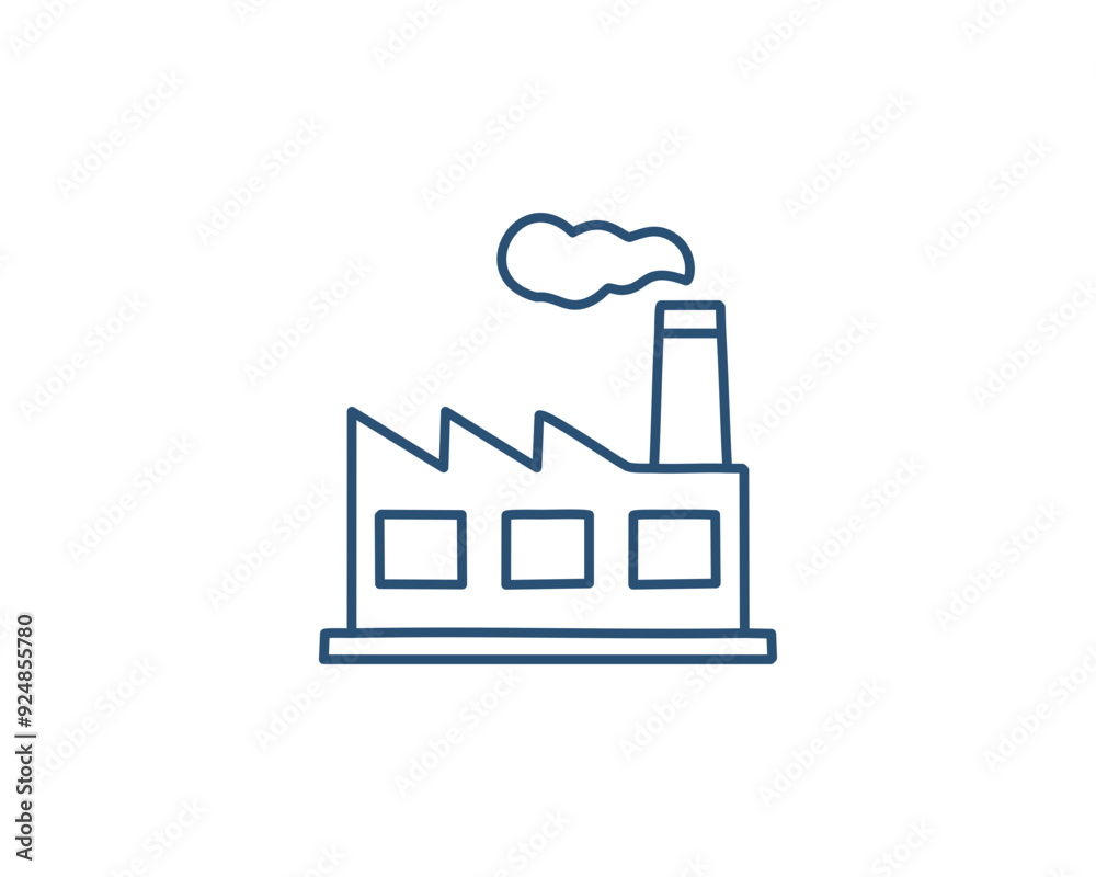 Simple factory line icon. Stroke pictogram. Vector illustration isolated on a white background. Premium quality symbol. Simple factory line icon. Stroke pictogram. Vector illustration isolated on a white background. Premium quality symbol.