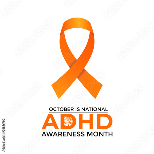 National ADHD Awareness Month is observed every October. This month-long event raises awareness of Attention Deficit Hyperactivity Disorder. Vector illustration.