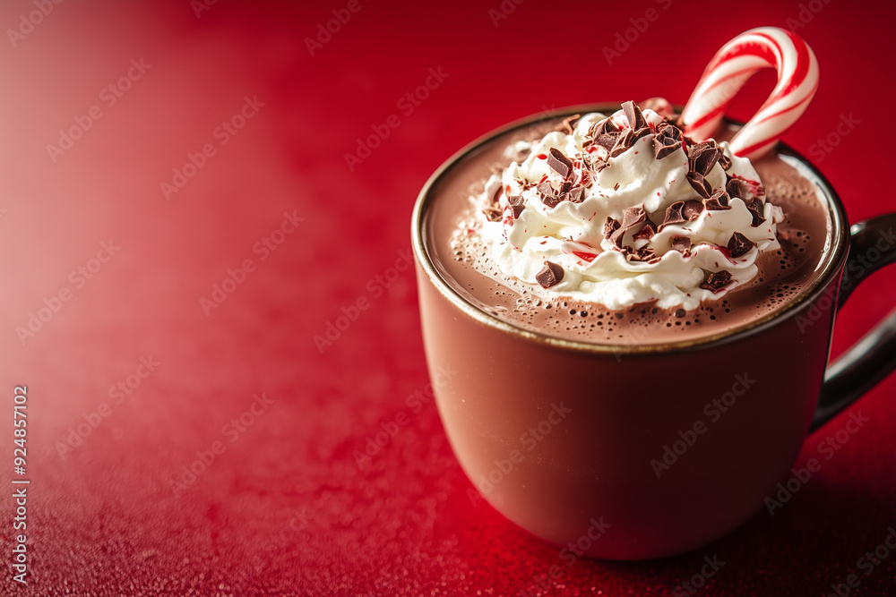 Delicious Hot Chocolate with Whipped Cream and Candy Cane Delicious Hot Chocolate with Whipped Cream and Candy Cane