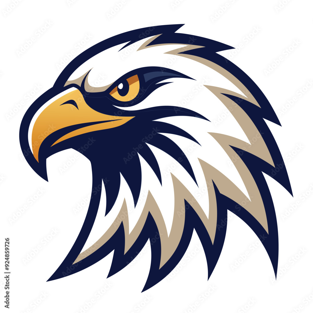 Obraz premium Angry Eagle Head Mascot Logo Vector Art Illustration. Generative AI