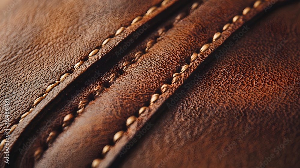 Brown Leather Texture with Stitching. Brown Leather Texture with Stitching.