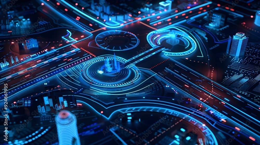 Futuristic Cityscape with Neon Lights. Futuristic Cityscape with Neon Lights.