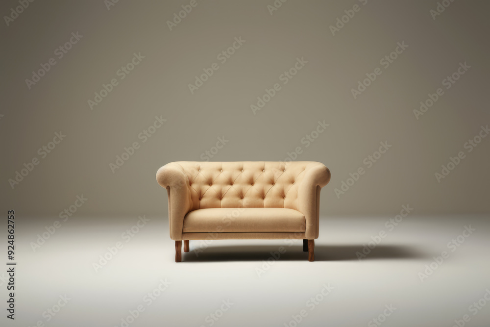 Fototapeta premium generated illustration of minimalist small couch against color background with copy space