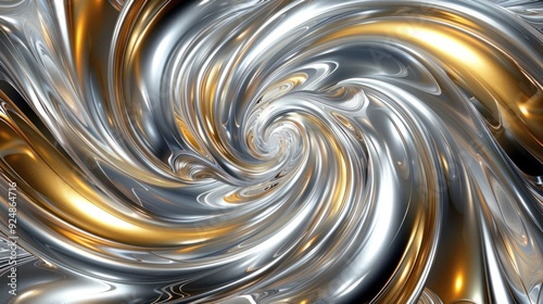 Metallic Silver and Gold Abstract Swirling Pattern Wallpaper