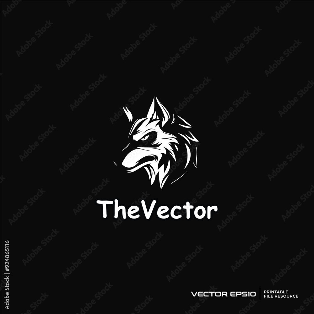 Fototapeta premium Angry wolf mascot, vector, logo, character, cartoon, illustration, eps10