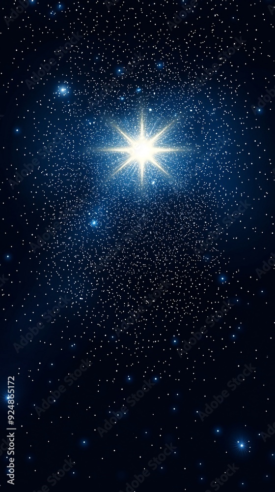 Bright star in a night sky with a lot of twinkling stars. Bright star in a night sky with a lot of twinkling stars.