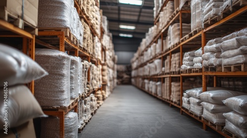 Rows of Bulk Food Ingredient Suppliers in a Warehouse, Storage of Raw Materials for Food Processing
