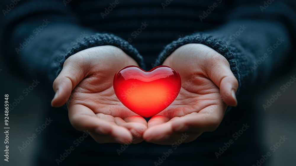 Heart shaped object held in hands at sunset Heart shaped object held in hands at sunset