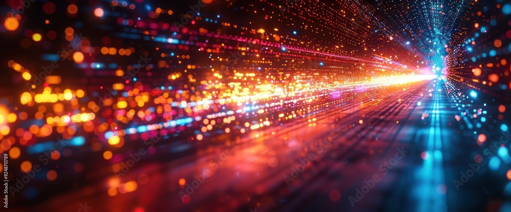 Abstract Digital Tunnel with Bright Lights Abstract Digital Tunnel with Bright Lights