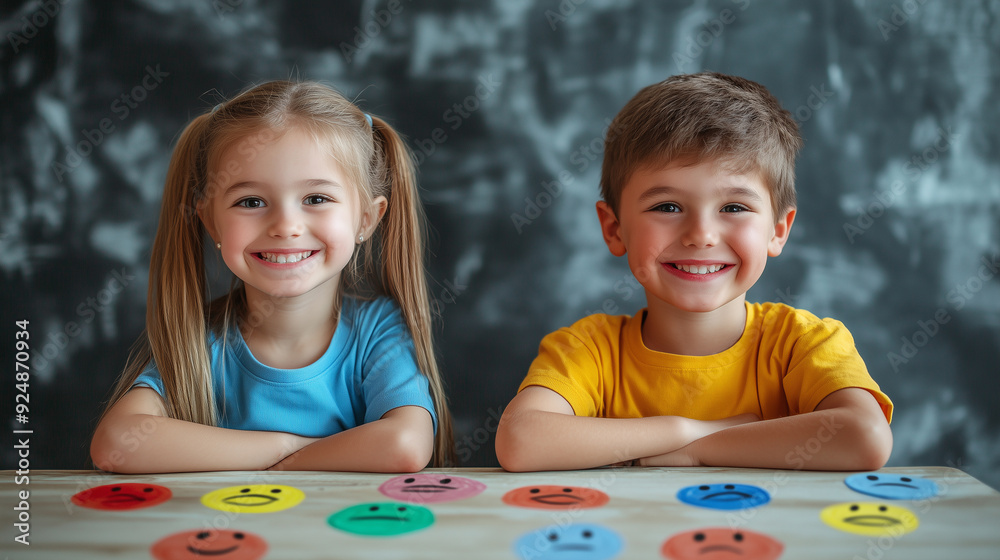 Smiling Children with Emotion Faces Smiling Children with Emotion Faces