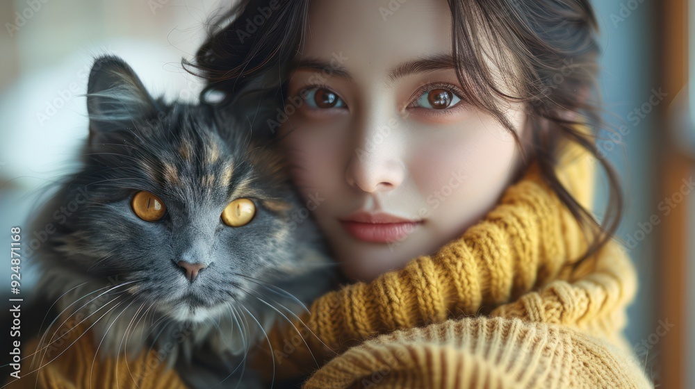 Woman and Cat Portrait Woman and Cat Portrait
