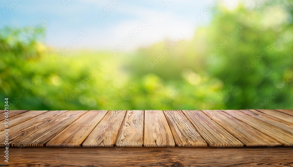 weathered, empty wooden tabletop rests serenely against a natural background of soft, earthy tones. The table’s surface, with its rustic charm, blends harmoniously with the surrounding organic environ weathered, empty wooden tabletop rests serenely against a natural background of soft, earthy tones. The table’s surface, with its rustic charm, blends harmoniously with the surrounding organic environ