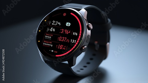 AI-powered smartwatch monitoring heart rate and oxygen levels photo