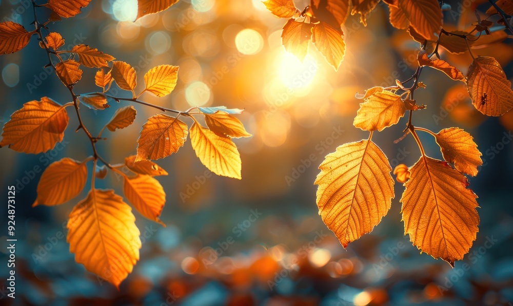 Golden Autumn Leaves in the Sunlight Golden Autumn Leaves in the Sunlight