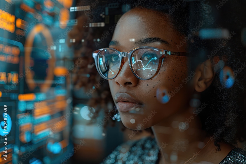 Woman Looking at Data on a Screen Woman Looking at Data on a Screen
