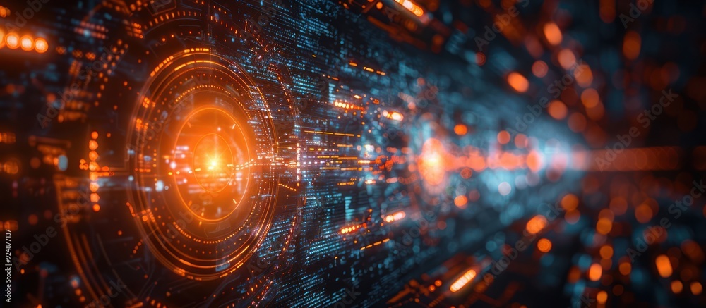 Obraz premium Abstract Digital Interface with Glowing Circles and Lines