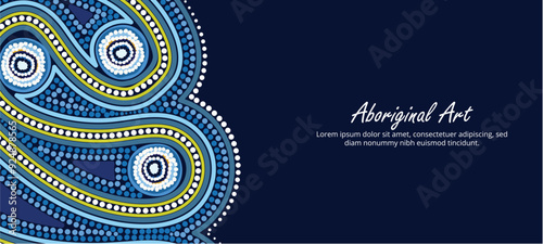 A poster crafted in vector style, celebrating the beauty of Aboriginal dot art