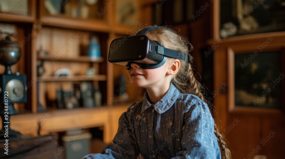 Young Girl Immersed in Virtual Reality Young Girl Immersed in Virtual Reality