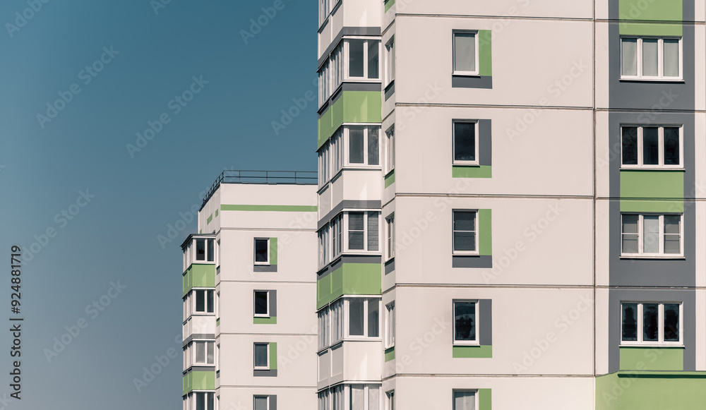 walls and empty windows of new modern houses in Ukraine