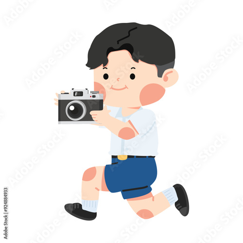 Kid photographer using a digital camera