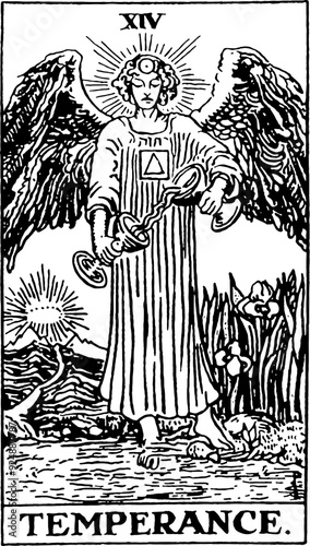  Temperance, an individual major arcana tarot card 