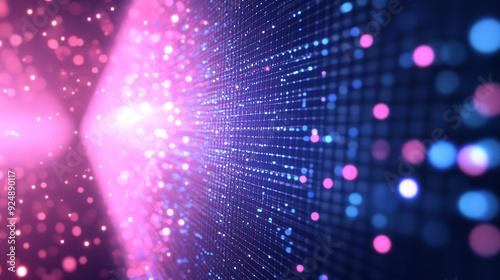 Holographic Grid Background with Shimmering Light Effects