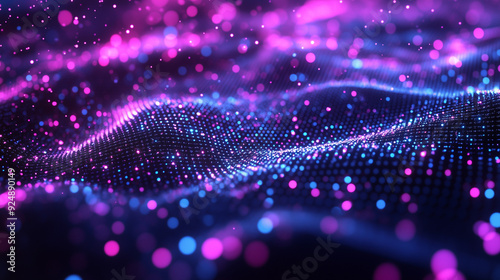 Holographic Grid Background with Shimmering Light Effects
