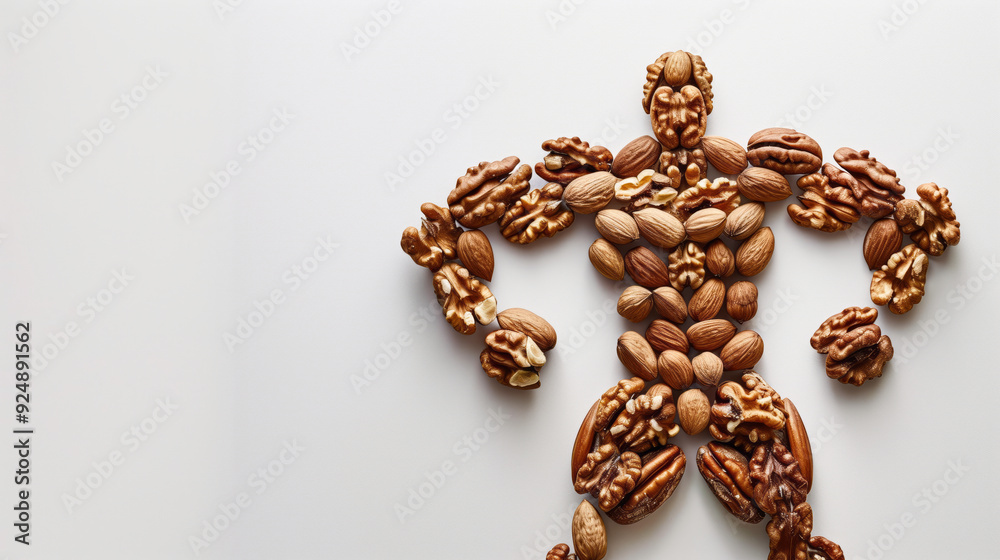 Bodybuilder figure made by walnuts Bodybuilder figure made by walnuts