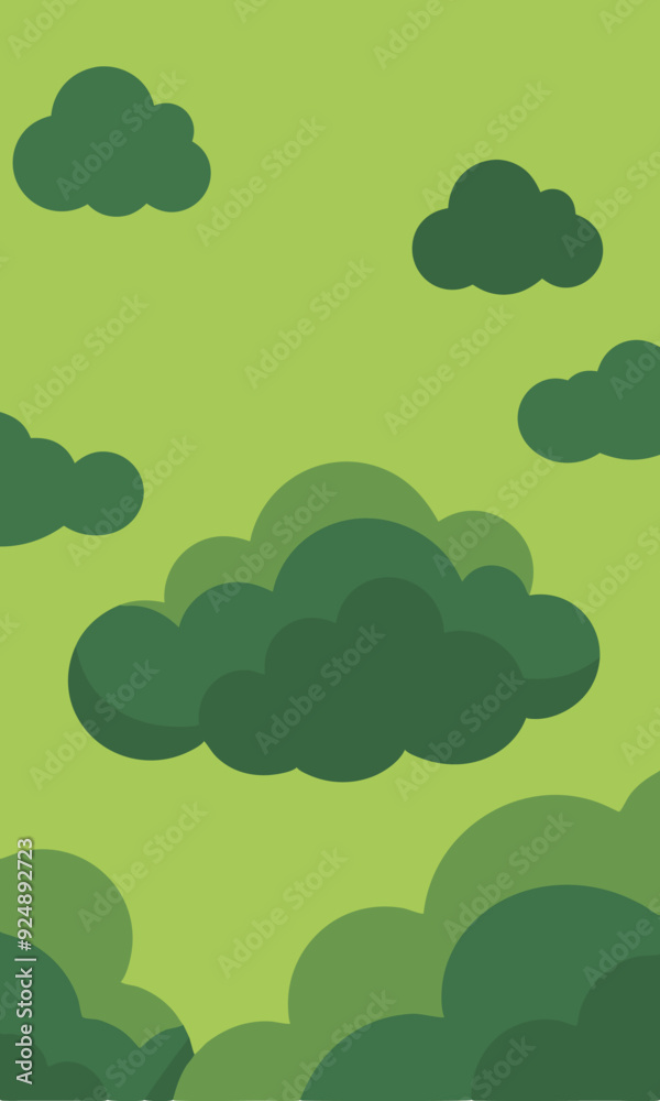 Green clouds float in the sky on a green background Green clouds float in the sky on a green background
